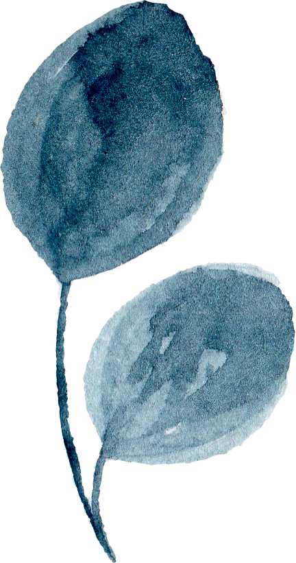 Watercolor Indigo Blue Leaves Illustration